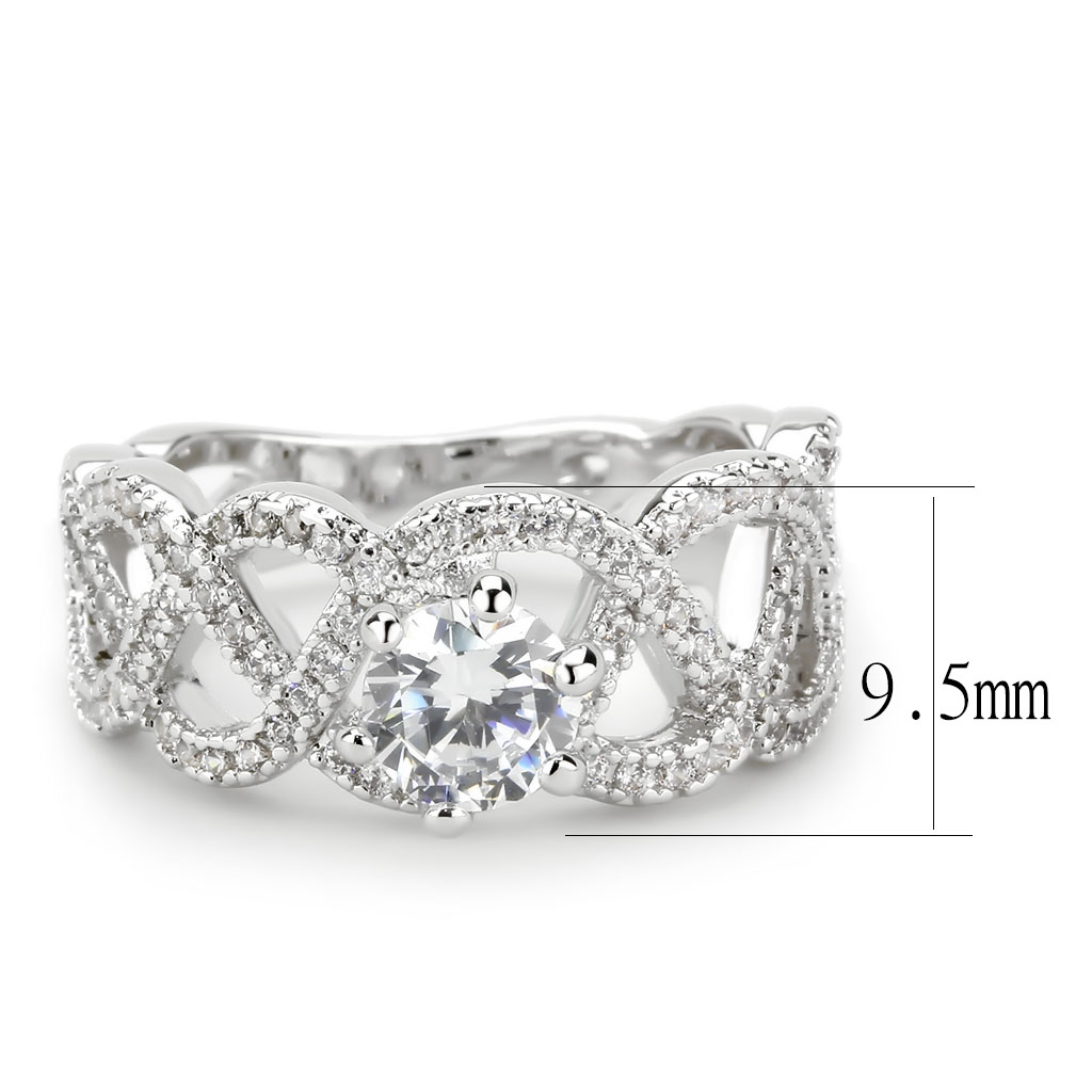 3W1577 - Brass Ring Rhodium Women AAA Grade CZ Clear