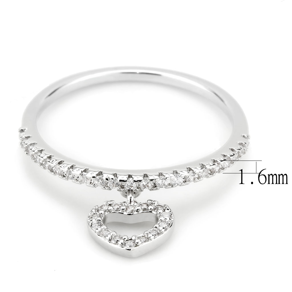 3W1579 - Brass Ring Rhodium Women AAA Grade CZ Clear