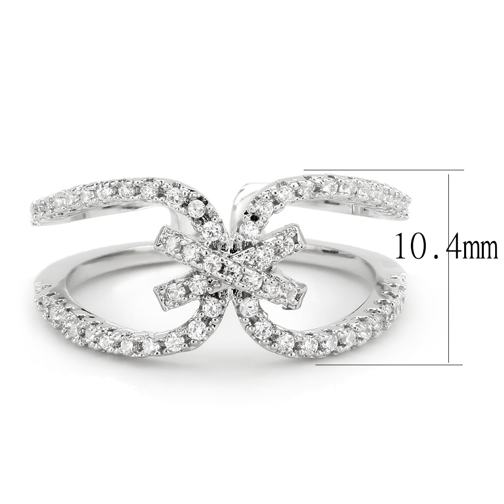 3W1583 - Brass Ring Rhodium Women AAA Grade CZ Clear