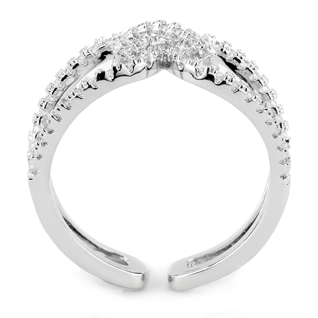 3W1583 - Brass Ring Rhodium Women AAA Grade CZ Clear