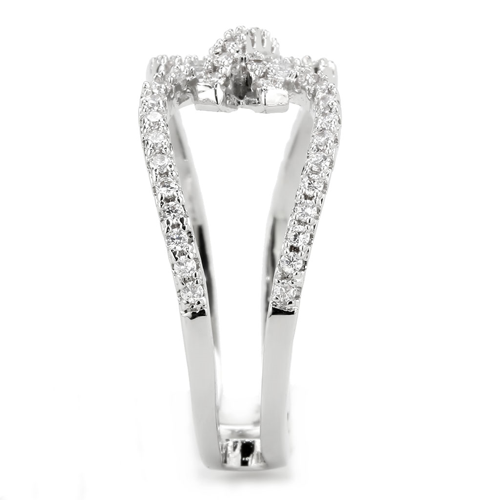 3W1583 - Brass Ring Rhodium Women AAA Grade CZ Clear