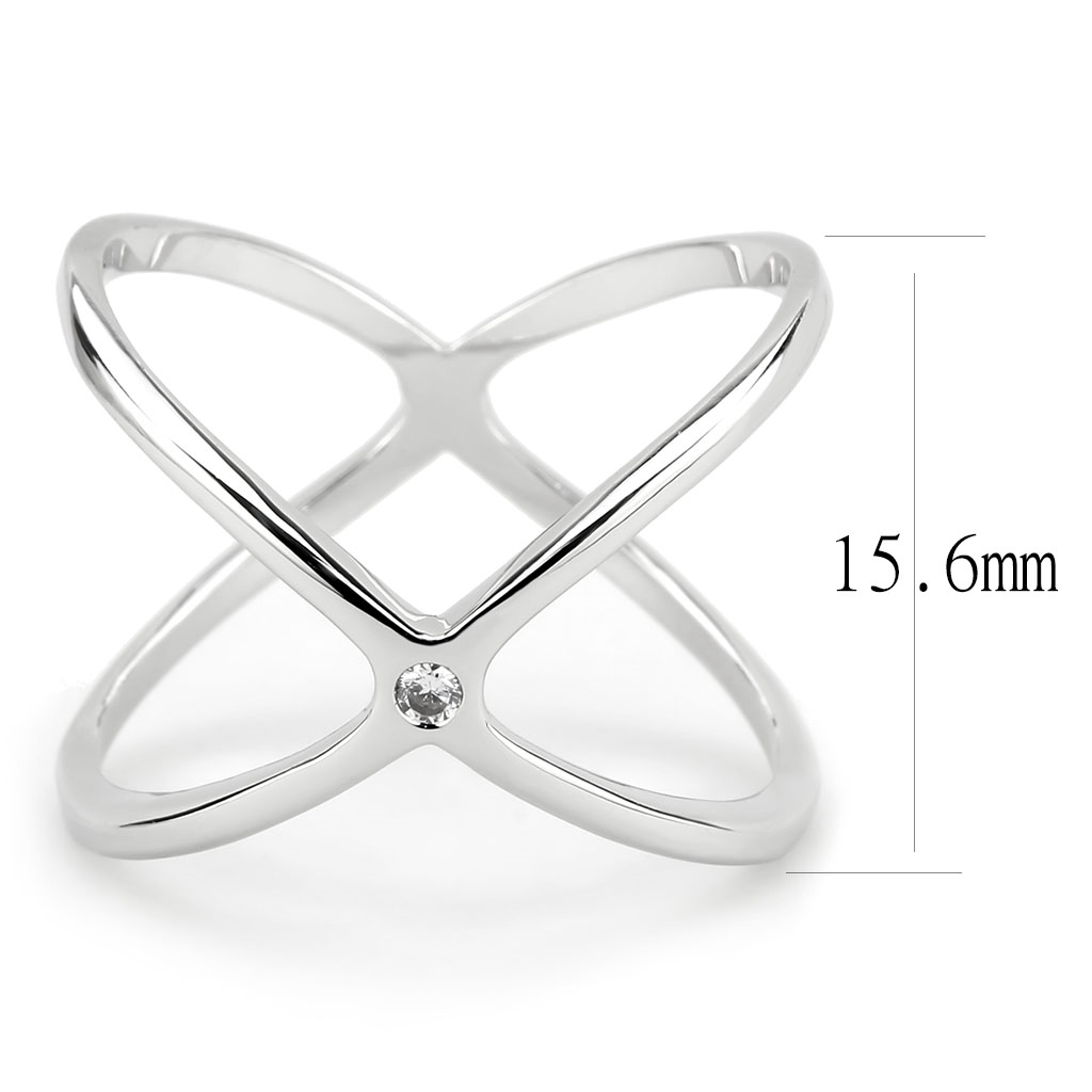 3W1584 - Brass Ring Rhodium Women AAA Grade CZ Clear