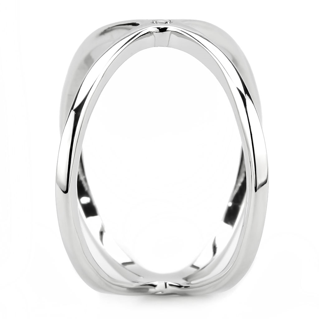 3W1584 - Brass Ring Rhodium Women AAA Grade CZ Clear