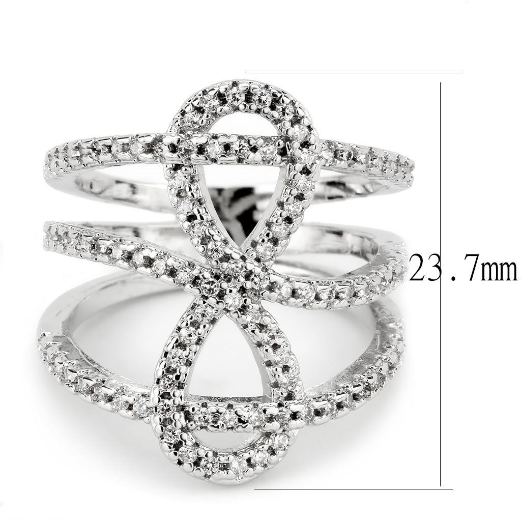 3W1587 - Brass Ring Rhodium Women AAA Grade CZ Clear