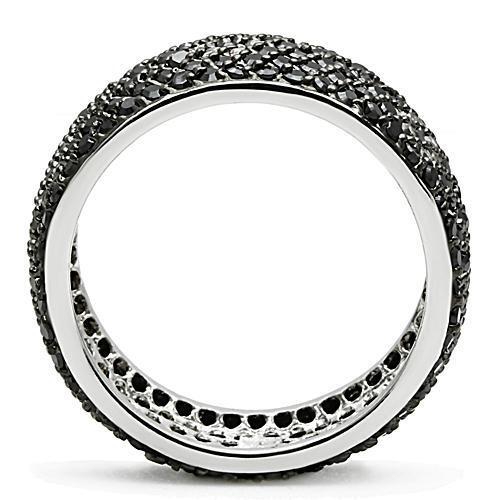 3W158 - Brass Ring Rhodium + Ruthenium Women AAA Grade CZ Jet