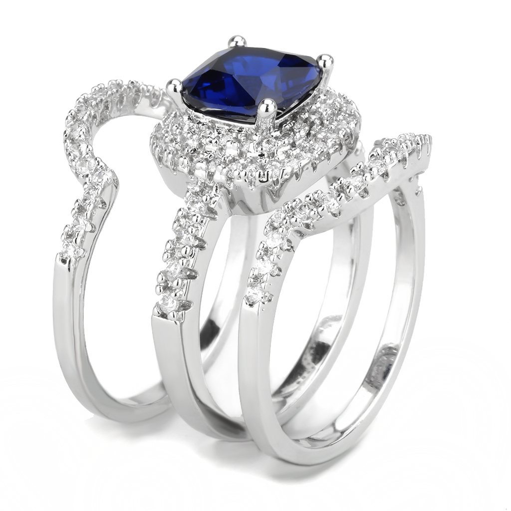 3W1599 - Brass Ring Rhodium Women Synthetic London Blue