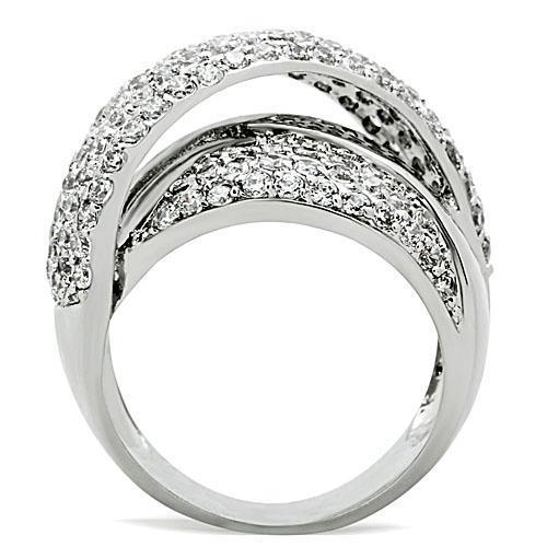 3W160 - Brass Ring Rhodium Women AAA Grade CZ Clear