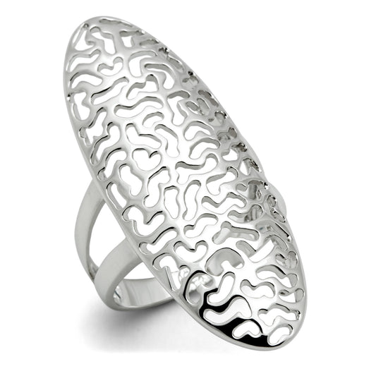 3W169 - Brass Ring Rhodium Women No Stone No Stone