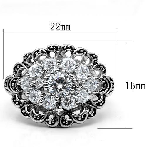 3W184 - Brass Ring Rhodium Women AAA Grade CZ Clear