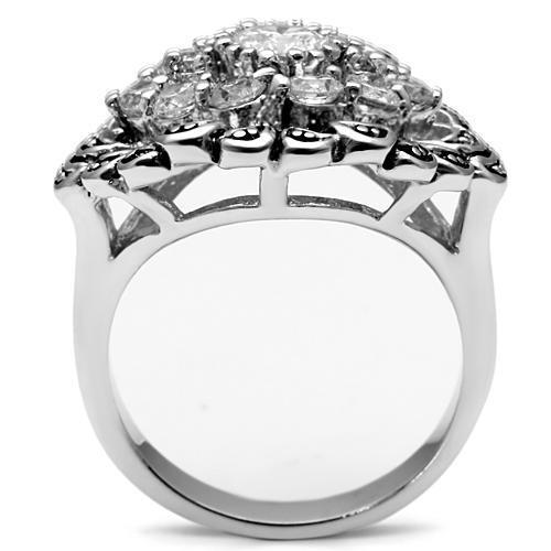 3W184 - Brass Ring Rhodium Women AAA Grade CZ Clear