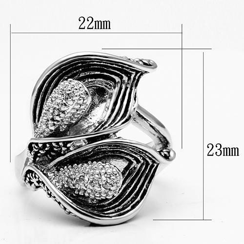 3W185 - Brass Ring Rhodium Women AAA Grade CZ Clear