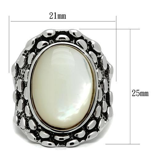 3W186 - Brass Ring Rhodium Women Precious Stone White