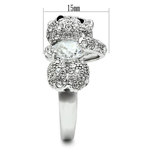 3W187 - Brass Ring Rhodium Women AAA Grade CZ Clear