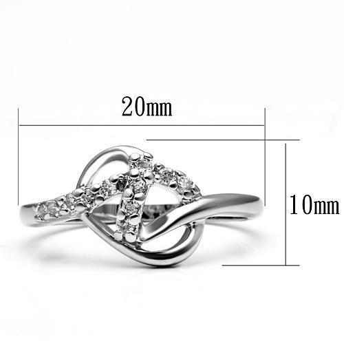 3W190 - Brass Ring Rhodium Women AAA Grade CZ Clear