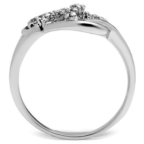 3W190 - Brass Ring Rhodium Women AAA Grade CZ Clear