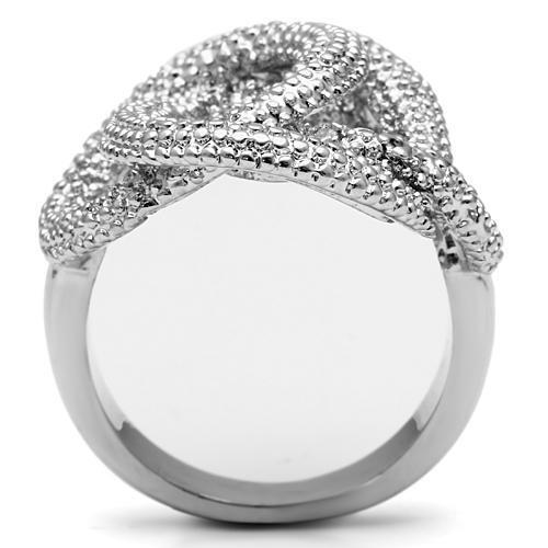 3W196 - Brass Ring Rhodium Women AAA Grade CZ Clear