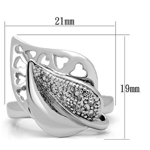 3W200 - Brass Ring Rhodium Women AAA Grade CZ Clear