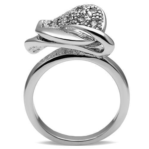 3W200 - Brass Ring Rhodium Women AAA Grade CZ Clear