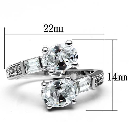 3W203 - Brass Ring Rhodium Women AAA Grade CZ Clear