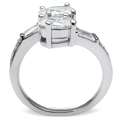 3W203 - Brass Ring Rhodium Women AAA Grade CZ Clear