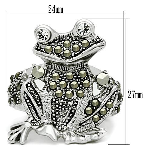 3W205 - Brass Ring Rhodium Women Top Grade Crystal Clear