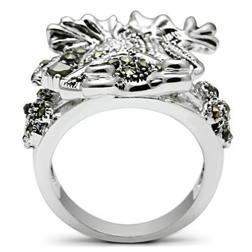 3W205 - Brass Ring Rhodium Women Top Grade Crystal Clear