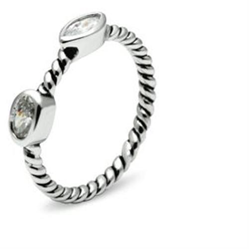 3W212 - Brass Ring Rhodium Women AAA Grade CZ Clear