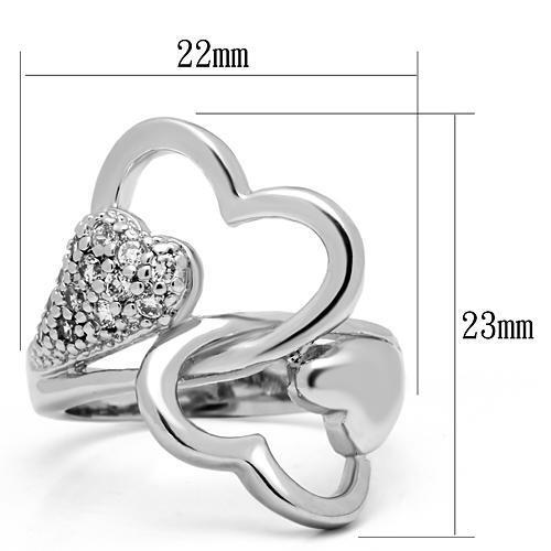 3W213 - Brass Ring Rhodium Women AAA Grade CZ Clear