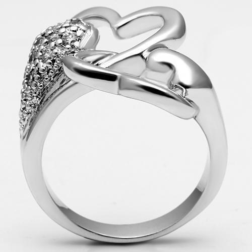 3W213 - Brass Ring Rhodium Women AAA Grade CZ Clear