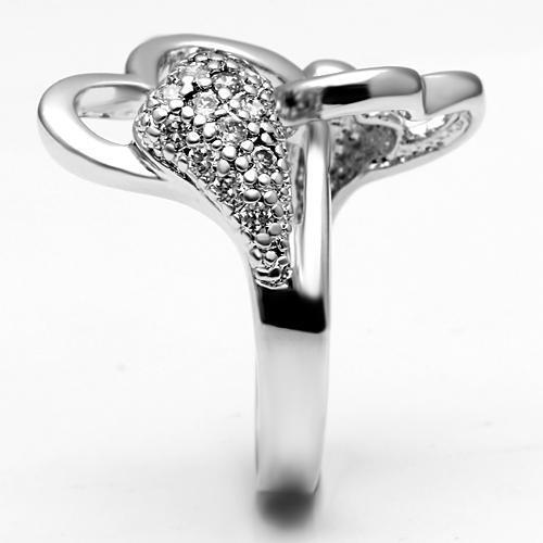 3W213 - Brass Ring Rhodium Women AAA Grade CZ Clear