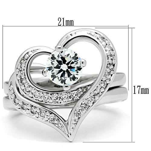 3W220 - Brass Ring Rhodium Women AAA Grade CZ Clear