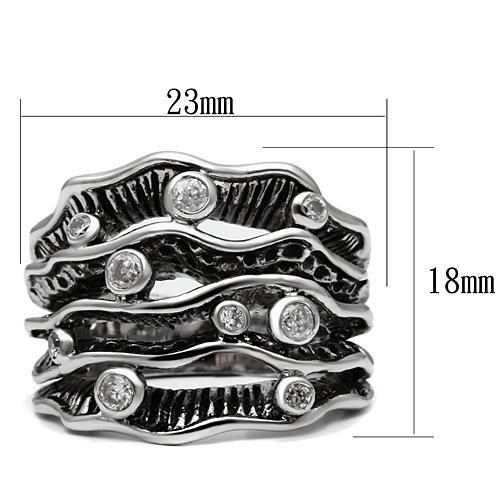 3W221 - Brass Ring Rhodium Women AAA Grade CZ Clear