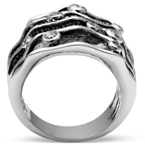 3W221 - Brass Ring Rhodium Women AAA Grade CZ Clear