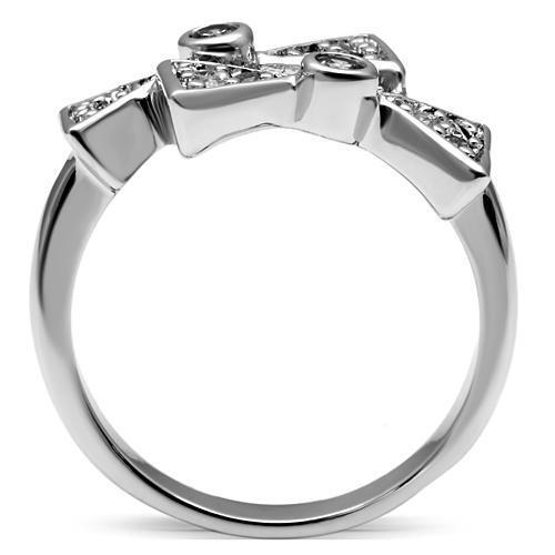 3W225 - Brass Ring Rhodium Women AAA Grade CZ Clear