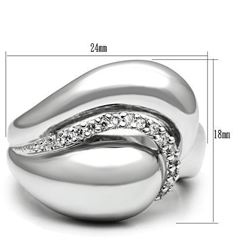 3W227 - Brass Ring Rhodium Women AAA Grade CZ Clear