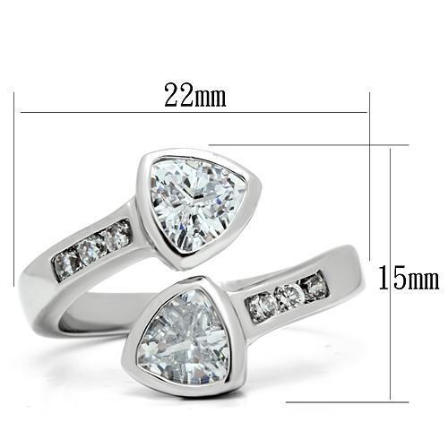 3W228 - Brass Ring Rhodium Women AAA Grade CZ Clear