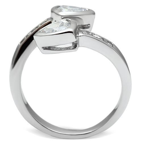 3W228 - Brass Ring Rhodium Women AAA Grade CZ Clear