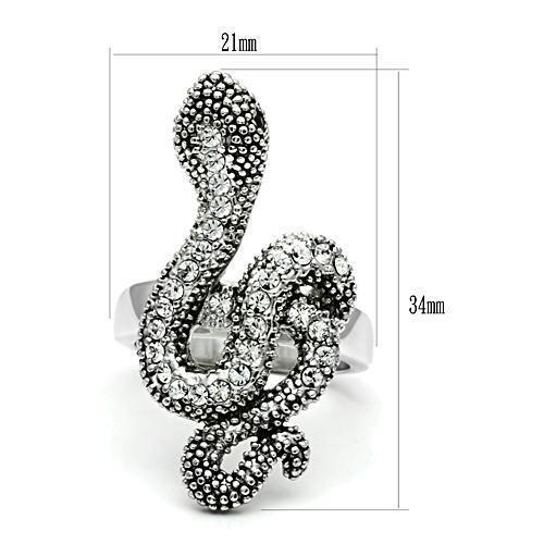 3W236 - Brass Ring Rhodium Women Top Grade Crystal Jet