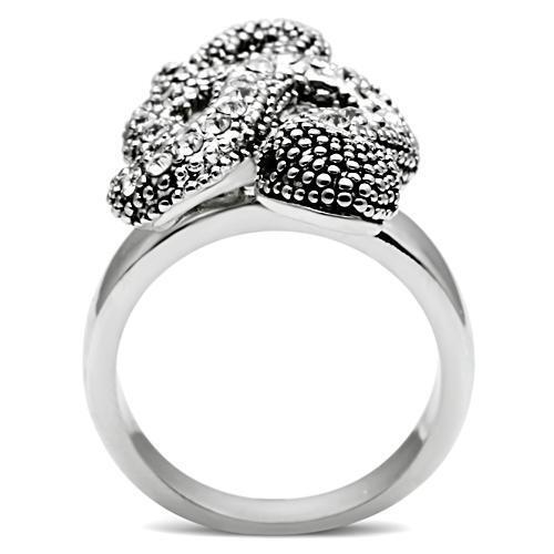 3W236 - Brass Ring Rhodium Women Top Grade Crystal Jet