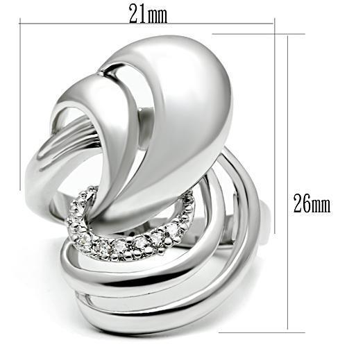 3W237 - Brass Ring Rhodium Women AAA Grade CZ Clear