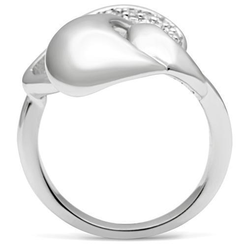 3W237 - Brass Ring Rhodium Women AAA Grade CZ Clear