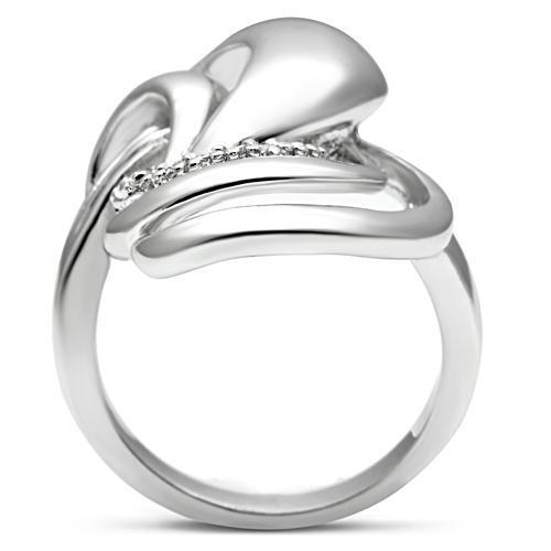 3W237 - Brass Ring Rhodium Women AAA Grade CZ Clear