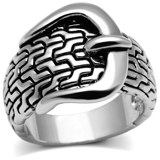 3W238 - Brass Ring Rhodium Women No Stone No Stone