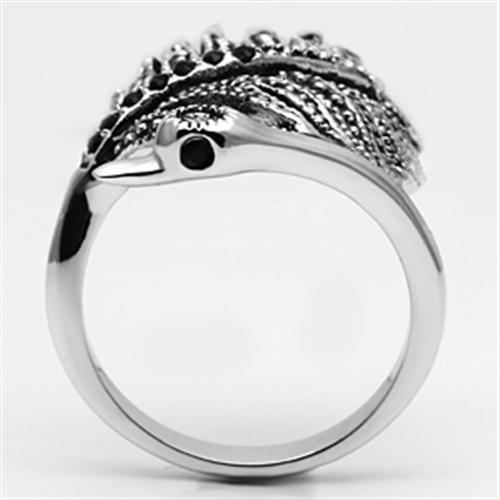 3W258 - Brass Ring Rhodium Women Top Grade Crystal Black Diamond