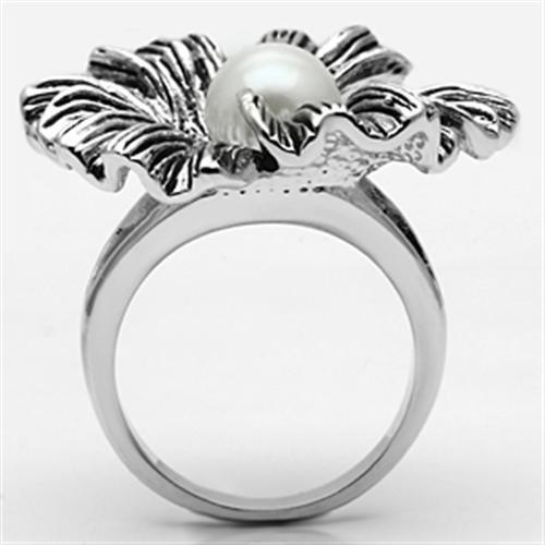 3W259 - Brass Ring Rhodium Women Synthetic White