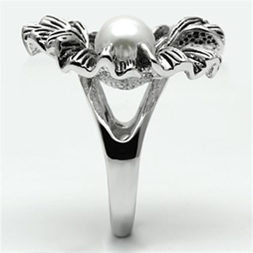 3W259 - Brass Ring Rhodium Women Synthetic White