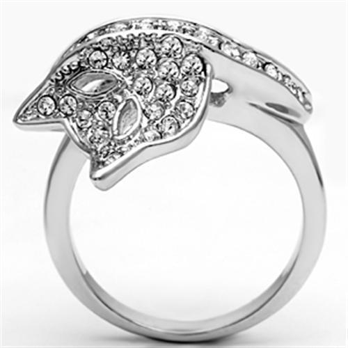 3W260 - Brass Ring Rhodium Women Top Grade Crystal Clear