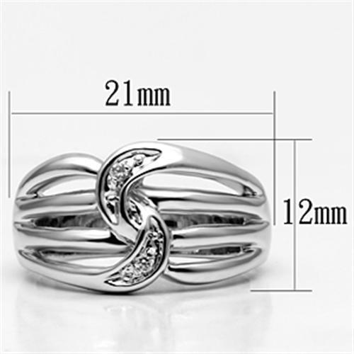 3W272 - Brass Ring Rhodium Women AAA Grade CZ Clear