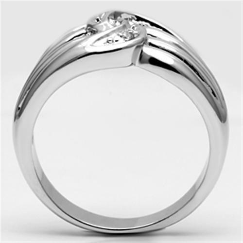 3W272 - Brass Ring Rhodium Women AAA Grade CZ Clear