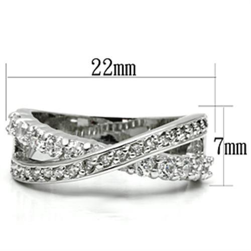 3W274 - Brass Ring Rhodium Women AAA Grade CZ Clear